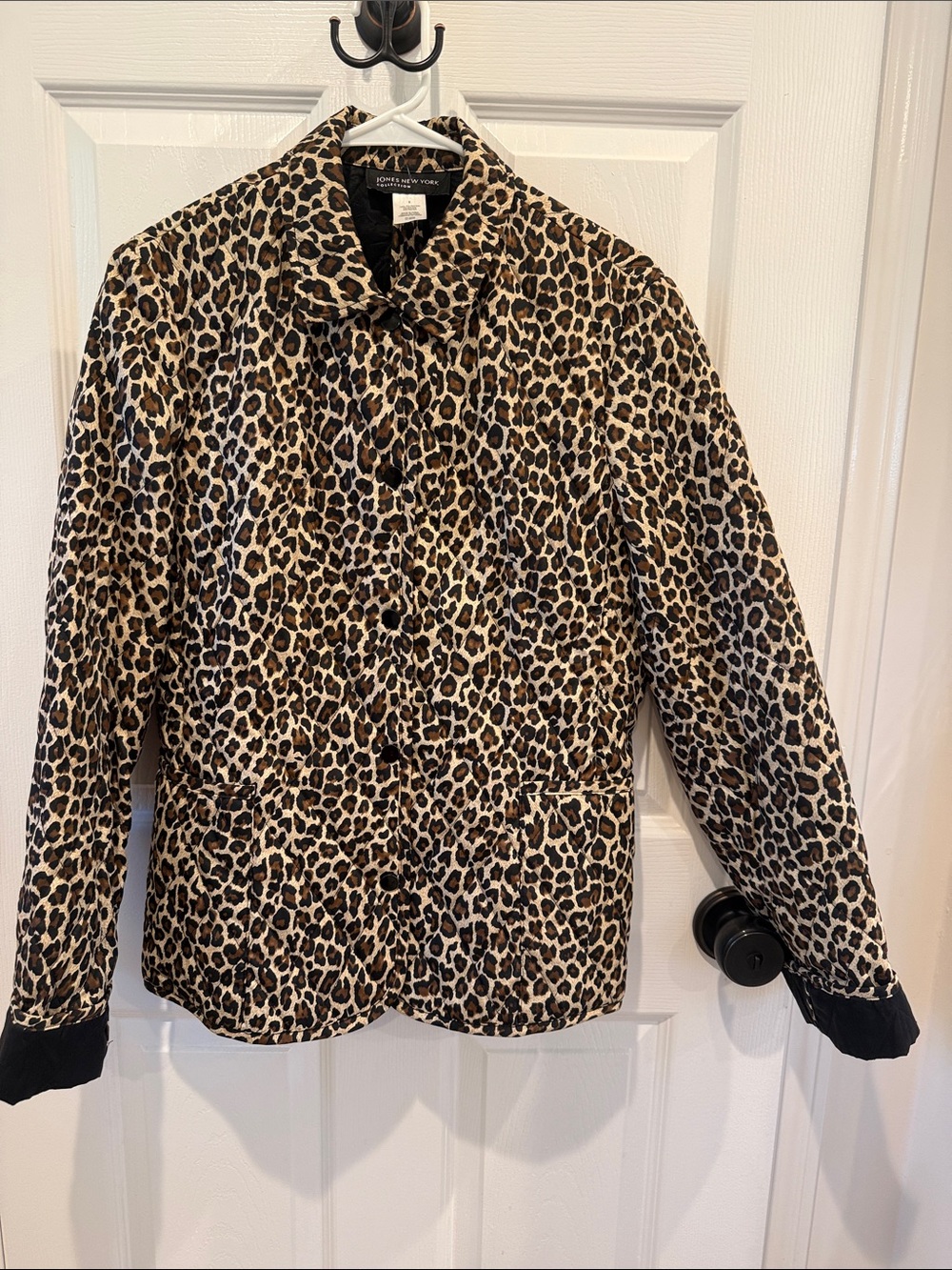 Jones New York Leopard Print Jacket in Tan and Black